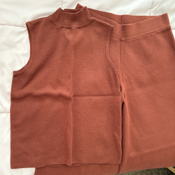 Marled Pants - Brown knit gaucho pants + matching top